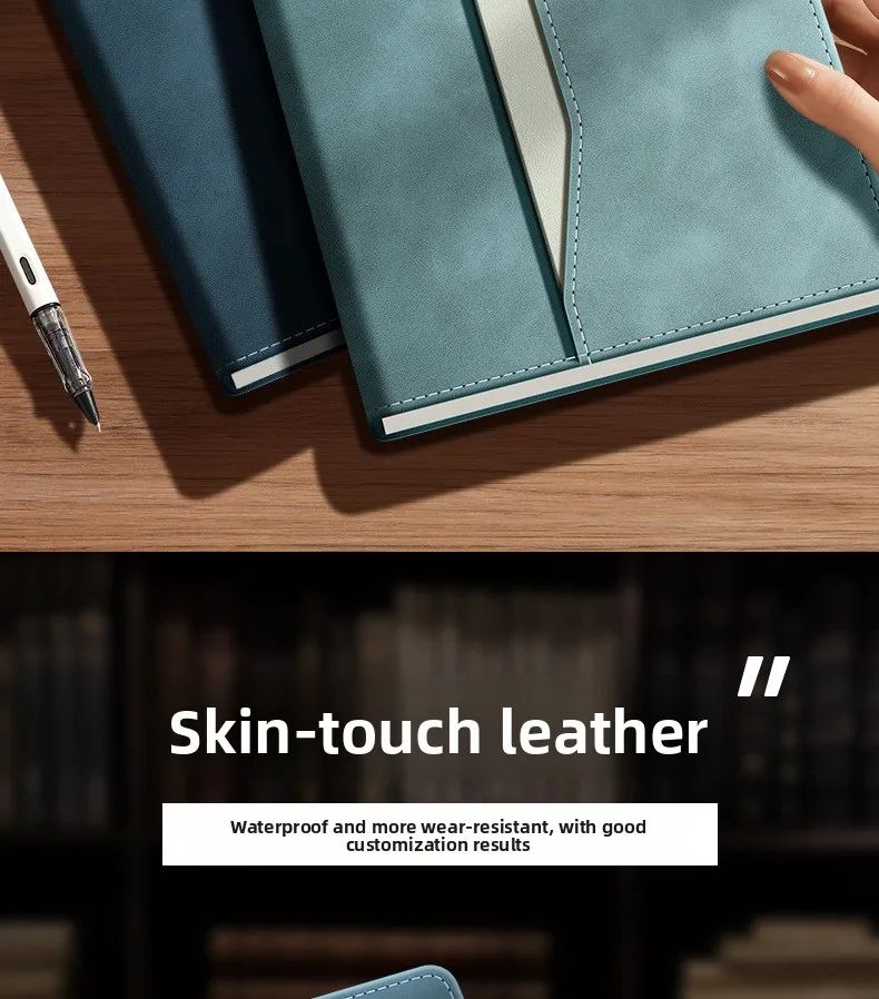 2026 Business-Style Faux Leather Cover Notebook Wireless Perfect Binding for Office Note-Taking Meeting Minutes Journaling, product detail 1