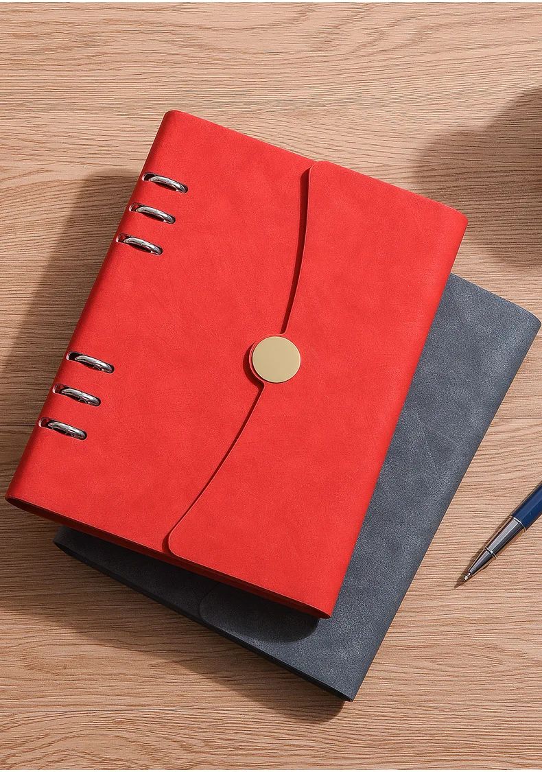 Loose-leaf Faux Leather A5 Size Customizable Logo Stylish Design Business Office Notepad Diary Gift Box Set, product detail 1