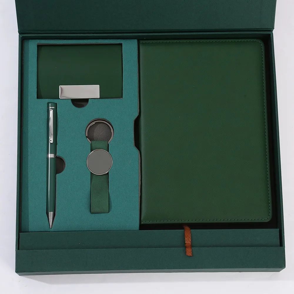High Grade Business Notebook Keychain Pen Set Employee Corporate Gift Box Teacher's Day Card Holder Custom Logo Gift Set, product detail 1