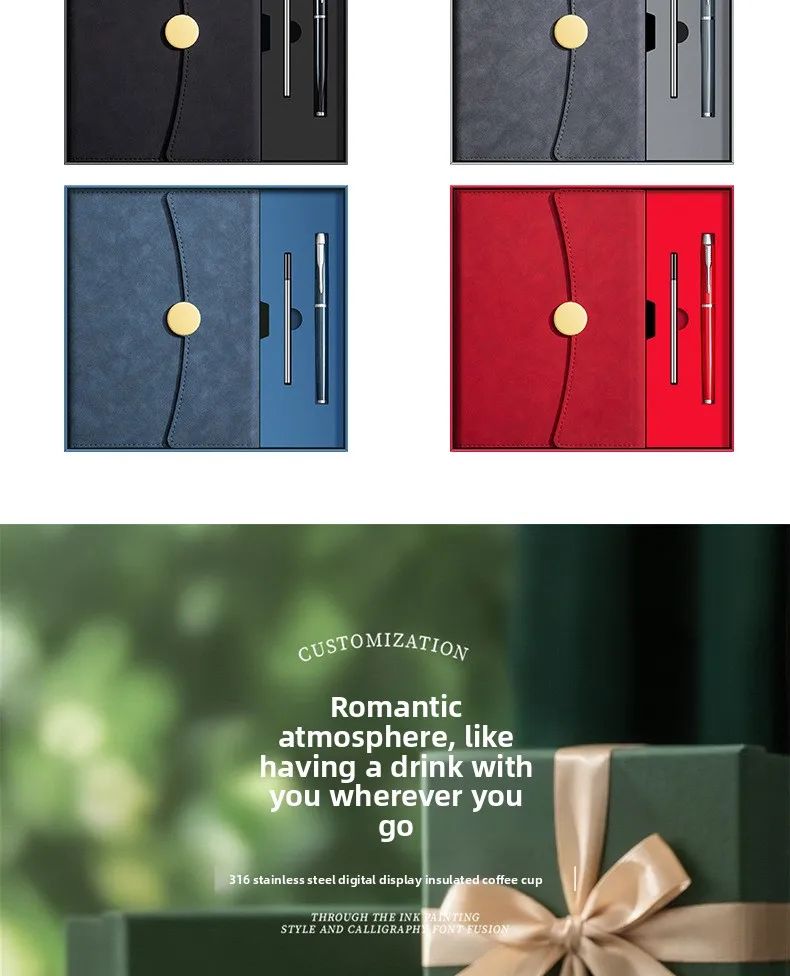 A5 Business Notebook Custom Logo Gift Box Set with Faux Leather Cover and Eye-Protective Paper for High-Value Meetings, product detail 2