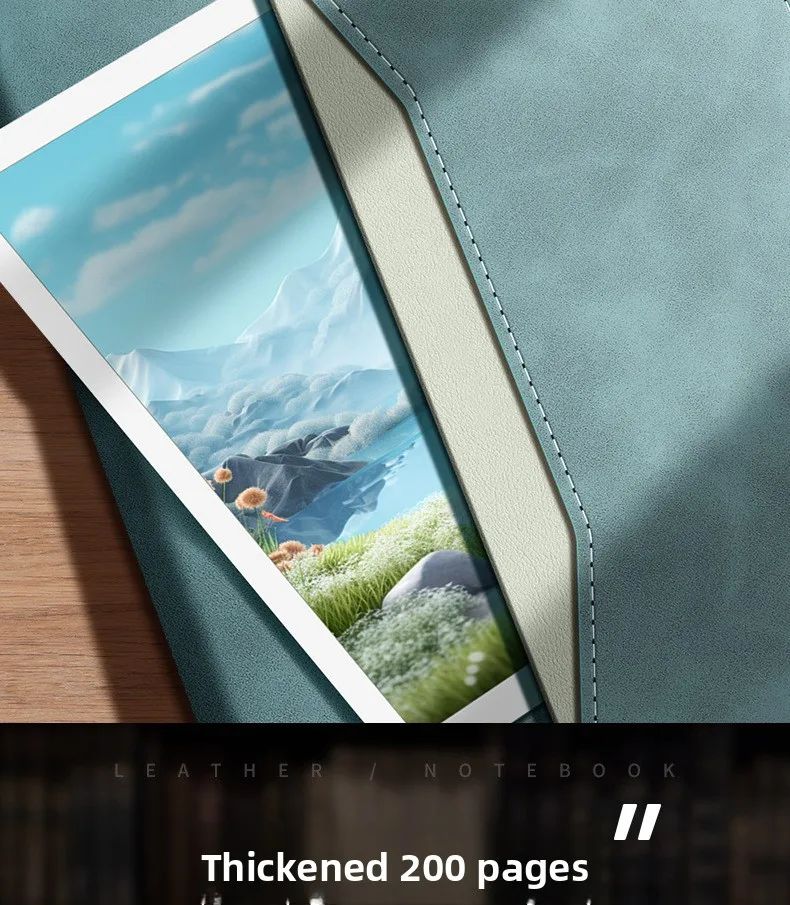 2026 Business-Style Faux Leather Cover Notebook Wireless Perfect Binding for Office Note-Taking Meeting Minutes Journaling, product detail 2