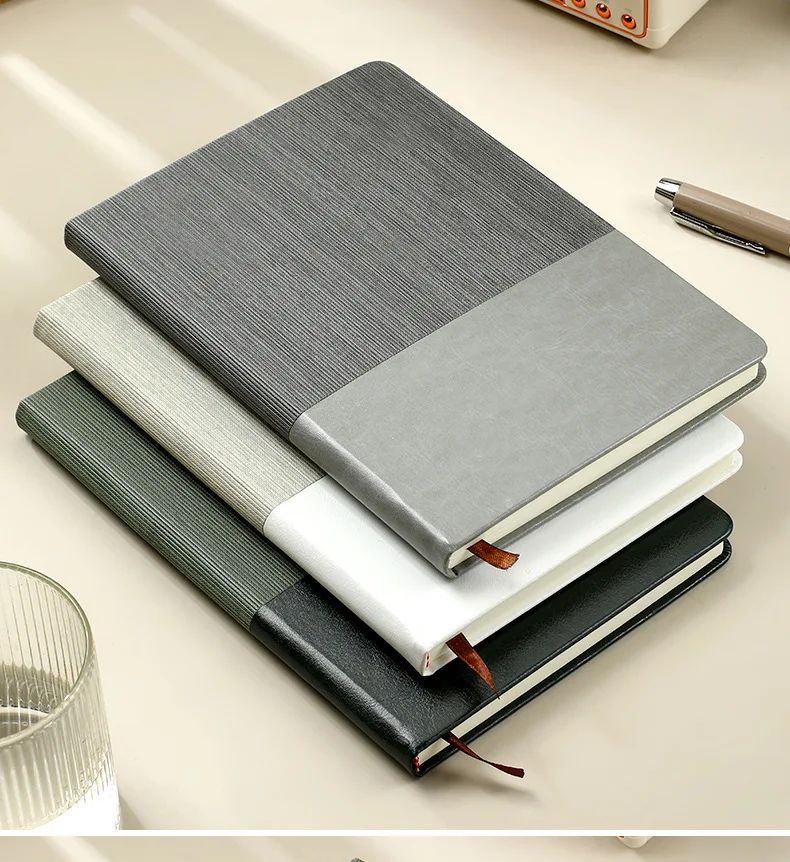 Custom-Made A5 Business Meeting Record Book with Textured Pu Cover Custom Printing for Gift, product detail 2