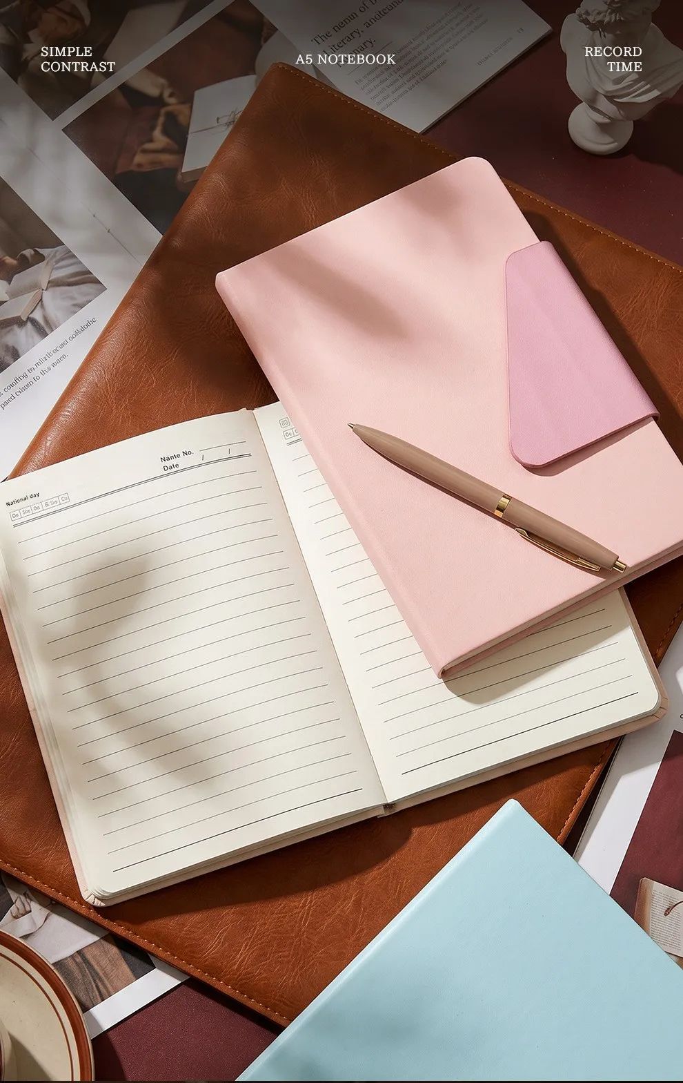 A5 Faux Leather Cover Magnetic-Closure Notebook Thickened Buckle Personalized Business Office Use Virgin Wood Pulp Custom Gift, product detail 2