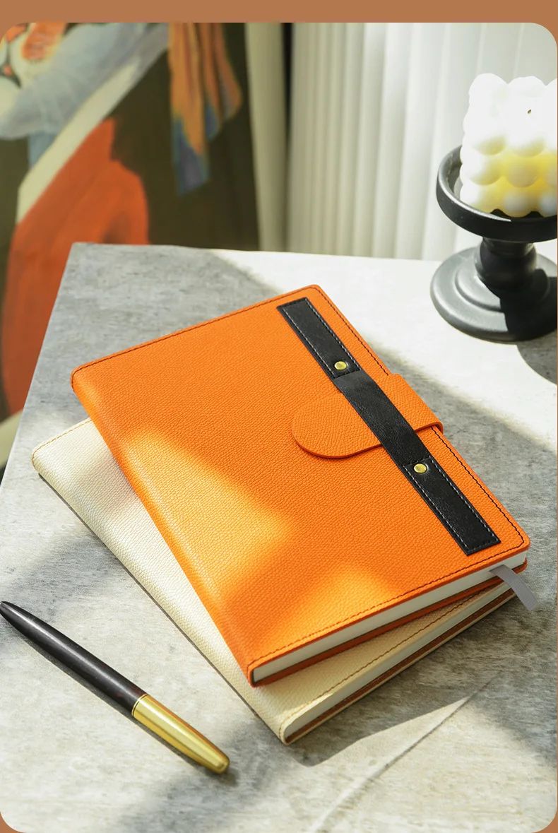 A5 Business Notebook Hardcover Faux Leather Thread-Bound Binding for Office Meetings Work, product detail 3