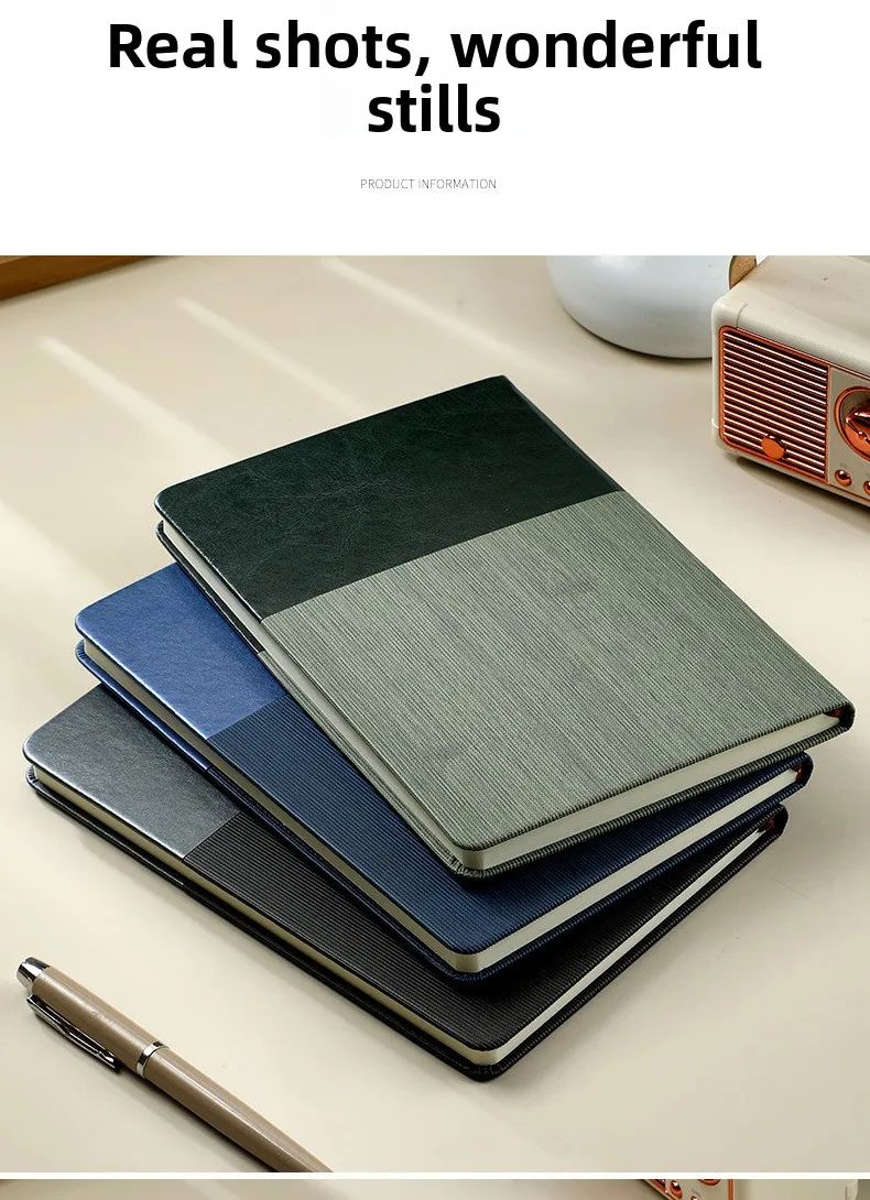 Custom-Made A5 Business Meeting Record Book with Textured Pu Cover Custom Printing for Gift, product detail 3