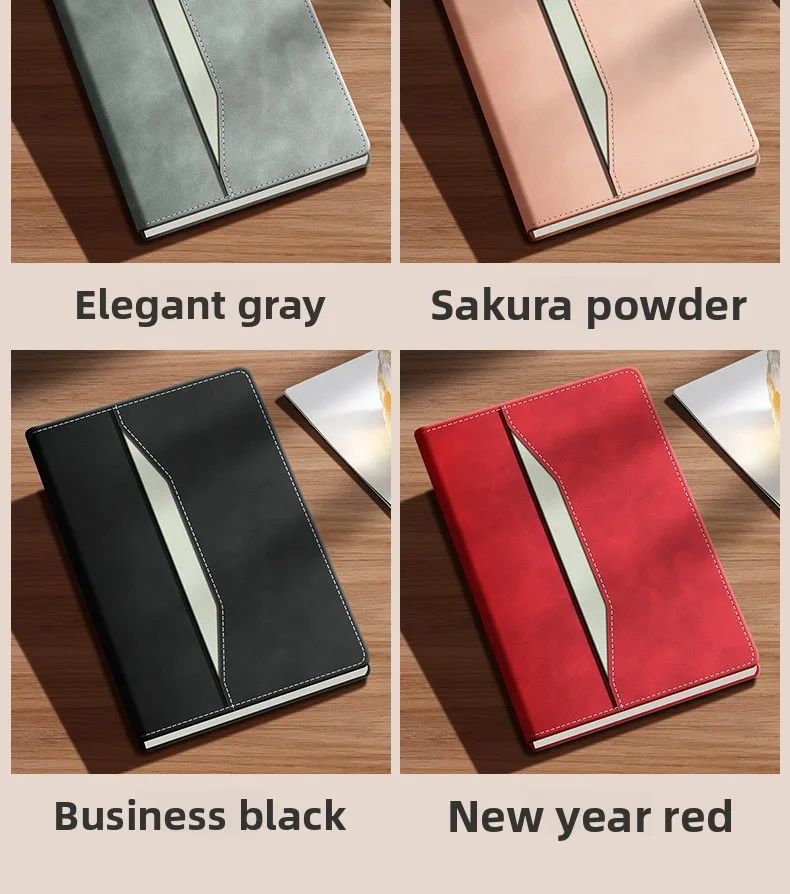 2026 Business-Style Faux Leather Cover Notebook Wireless Perfect Binding for Office Note-Taking Meeting Minutes Journaling, product detail 4