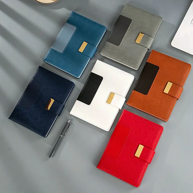 Exquisite PU Leather A5 Business Office Student Notepad Custom Logo Notebook With Magnetic Snap, product detail 5