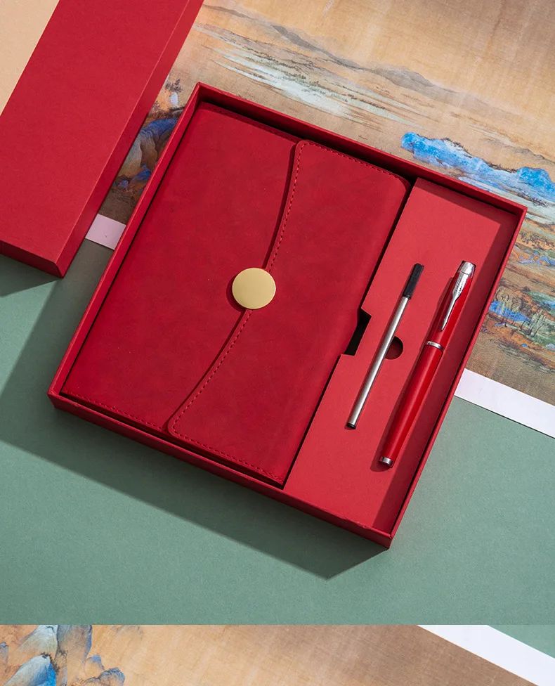 A5 Business Notebook Custom Logo Gift Box Set with Faux Leather Cover and Eye-Protective Paper for High-Value Meetings, product detail 5