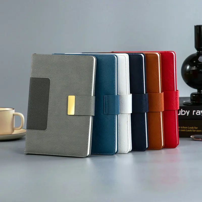 Exquisite PU Leather A5 Business Office Student Notepad Custom Logo Notebook With Magnetic Snap, product detail 7