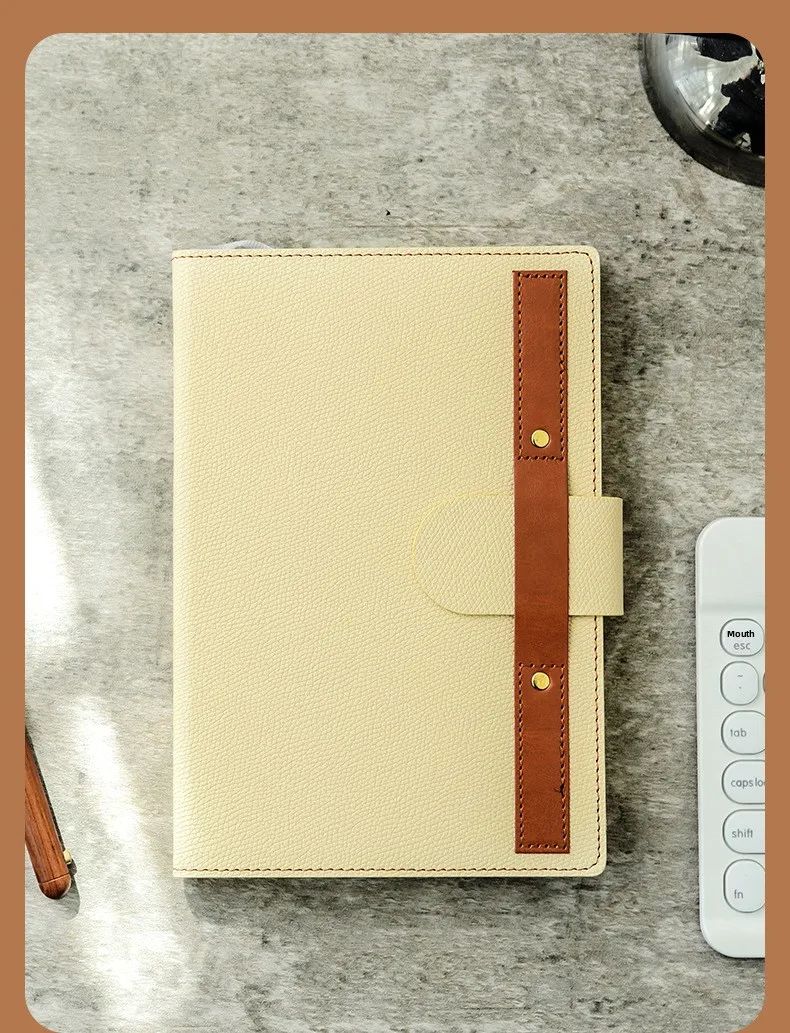A5 Business Notebook Hardcover Faux Leather Thread-Bound Binding for Office Meetings Work, product detail 7
