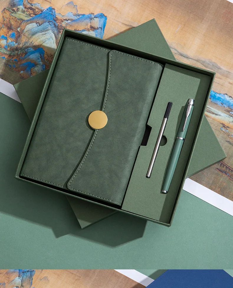 A5 Business Notebook Custom Logo Gift Box Set with Faux Leather Cover and Eye-Protective Paper for High-Value Meetings, product detail 8