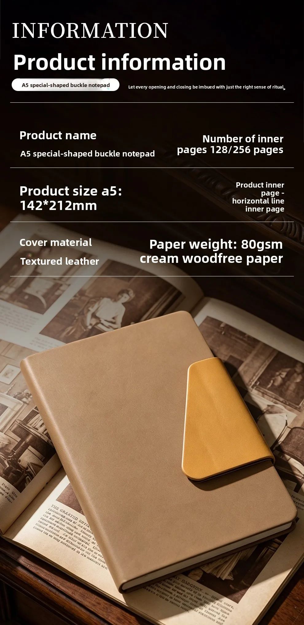 A5 Faux Leather Cover Magnetic-Closure Notebook Thickened Buckle Personalized Business Office Use Virgin Wood Pulp Custom Gift, product detail 8