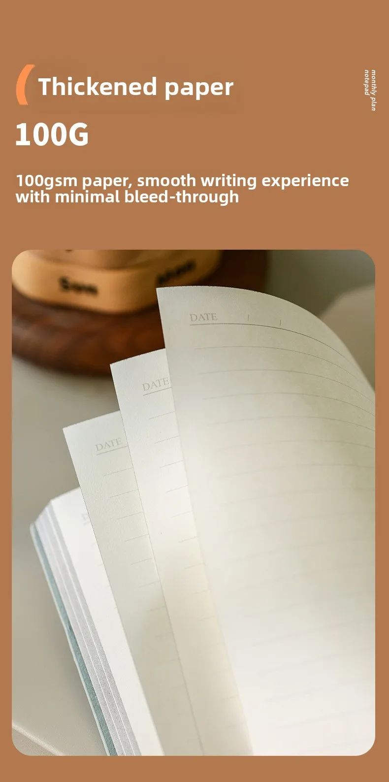 A5 Business Notebook Hardcover Faux Leather Thread-Bound Binding for Office Meetings Work, product detail 8