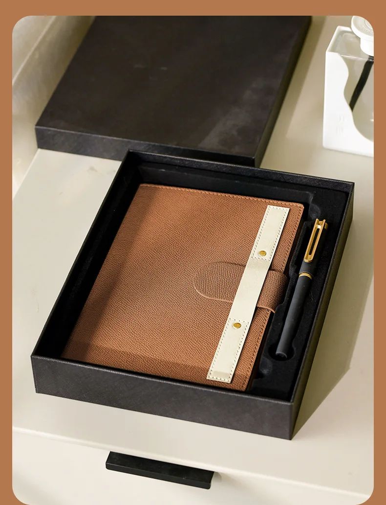 A5 Business Notebook Hardcover Faux Leather Thread-Bound Binding for Office Meetings Work, product detail 11