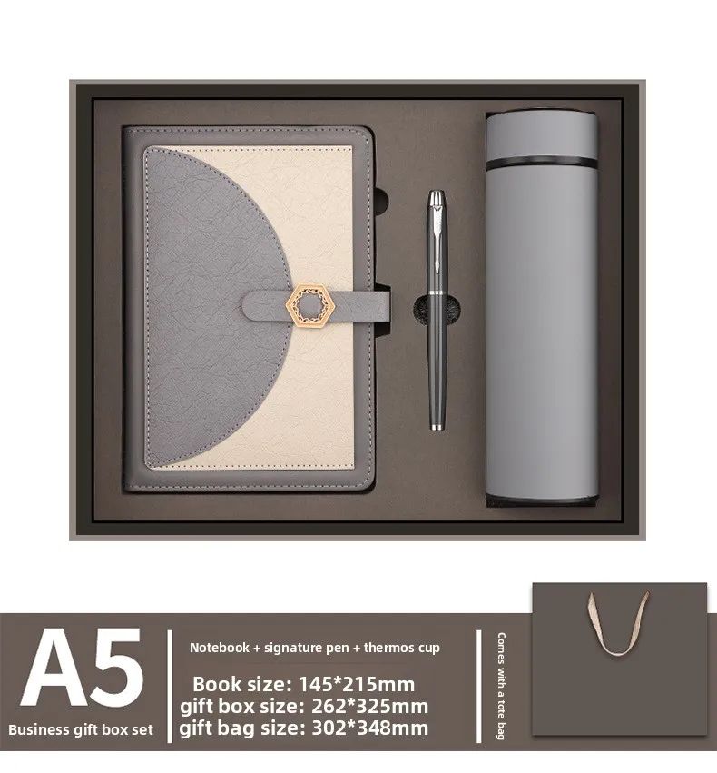 Business A5 Notebook Gift Box Set Custom Logo Faux Leather Cover Saddle-Stitch Binding-High-end Gift for Work, product detail 12