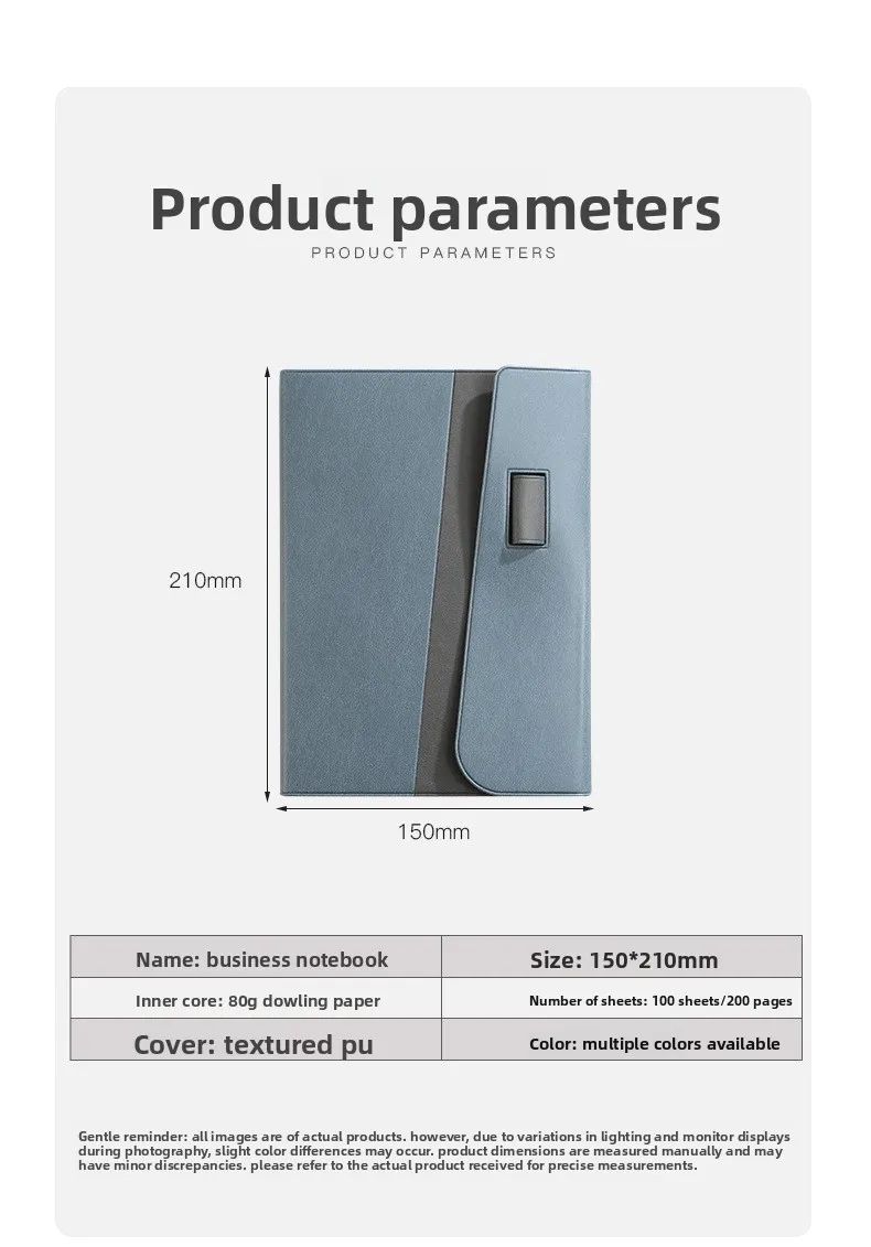 A5 Faux Leather Cover Notepad Snap Closure Tri-Fold Design Pen Holder Office Notebook Corporate Meeting Pad Portable Custom Gift, product detail 19