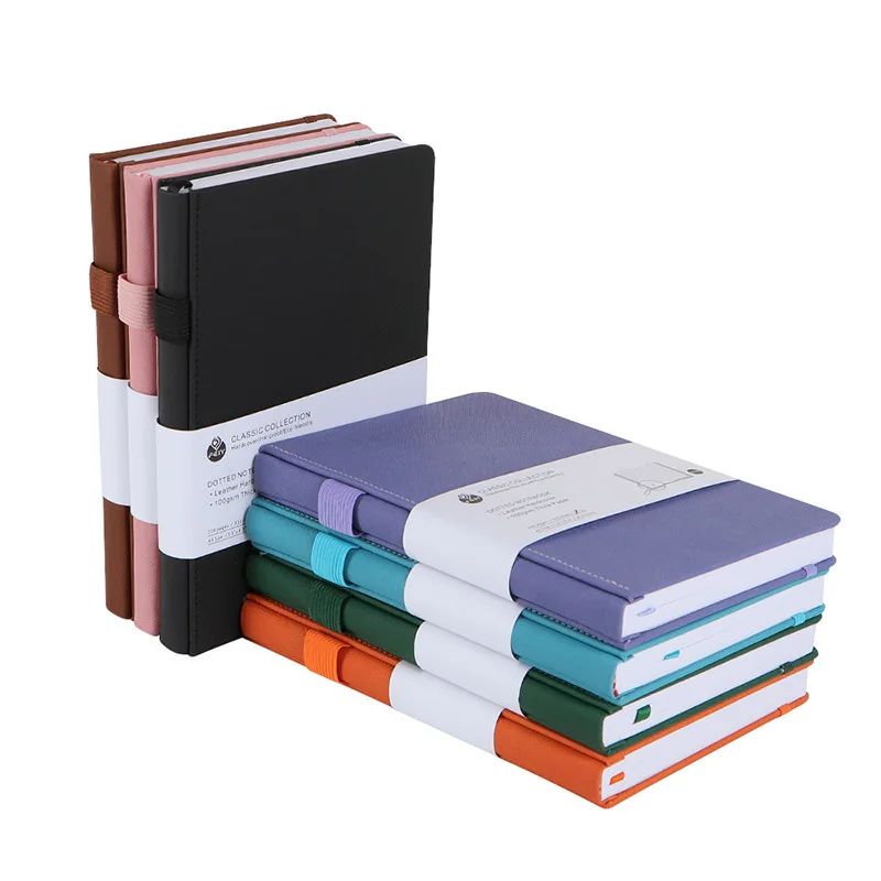 A5 Dotted Pages Business Office Thick Book PU Cover Gift Custom Logo Notebook With Pen Holder, product view 1